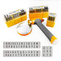 OWDEN Metal Stamps for Jewelry Making, Art Font Uppercase Letter Punch Set and Art Font Lowercase Letter Punch wtih 1 Set Number Punch Set Size:1/8 inch,3mm Stamps Hammer and Steel Bench Block