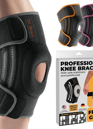 DR. BRACE ELITE Knee Brace with Side Stabilizers & Patella Gel Pads for Maximum Knee Pain Support and fast recovery for men and women-Please Check How To Size Video (Mercury, Large)