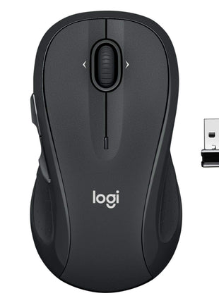 Logitech M510 Full Size Ambidextrous 2.4 GHz Wireless Mouse | 2.4 GHz USB-A Nano Receiver, tilt-to-scroll function, 2-year battery life, Windows Mac Linux compatible, certified for Chrome
