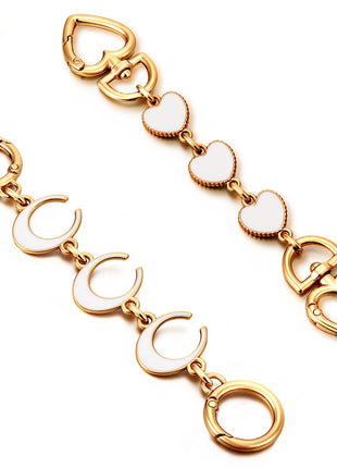 2Pcs Bag Extender Chain Heart Moon Purse Strap Extenders for Handbags Purse Extender Chain Gold Chain Purse Strap Replacement White Purse Accessories Bag Charms for Handbags Purse Making Supplies