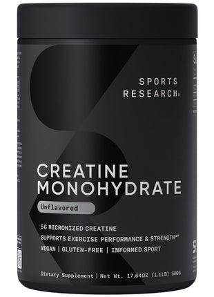 Sports Research® Creatine Monohydrate Powder 5g, Unflavored (100 Servings) | Micronized Creatine Supporting Lean Muscle, Performance & Workout Recovery | Informed Sport, Non-GMO, Gluten-Free