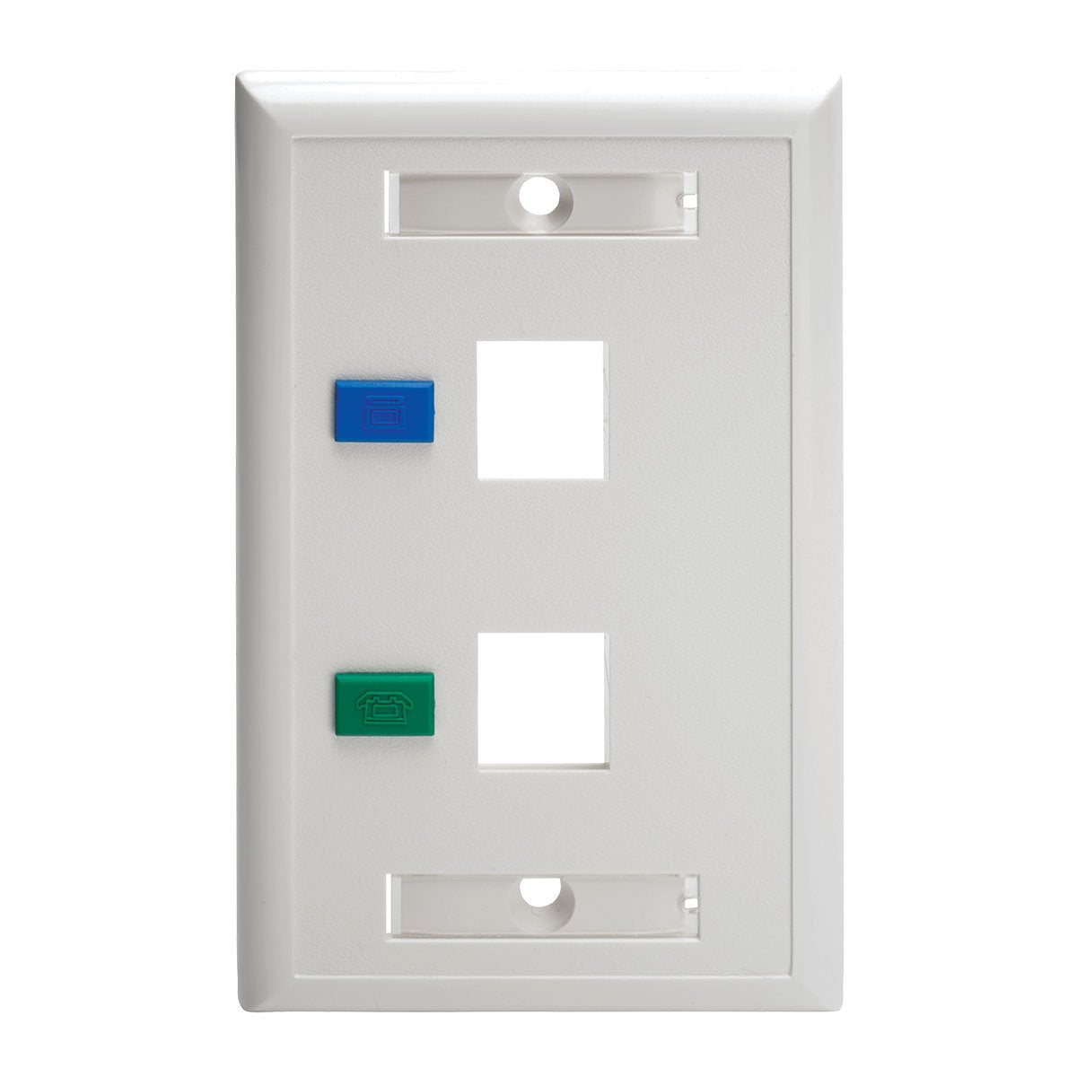 Tripp Lite Dual Outlet RJ45 Universal Keystone Face Plate / Wall Plate White, 2-Port(N042-001-WH)