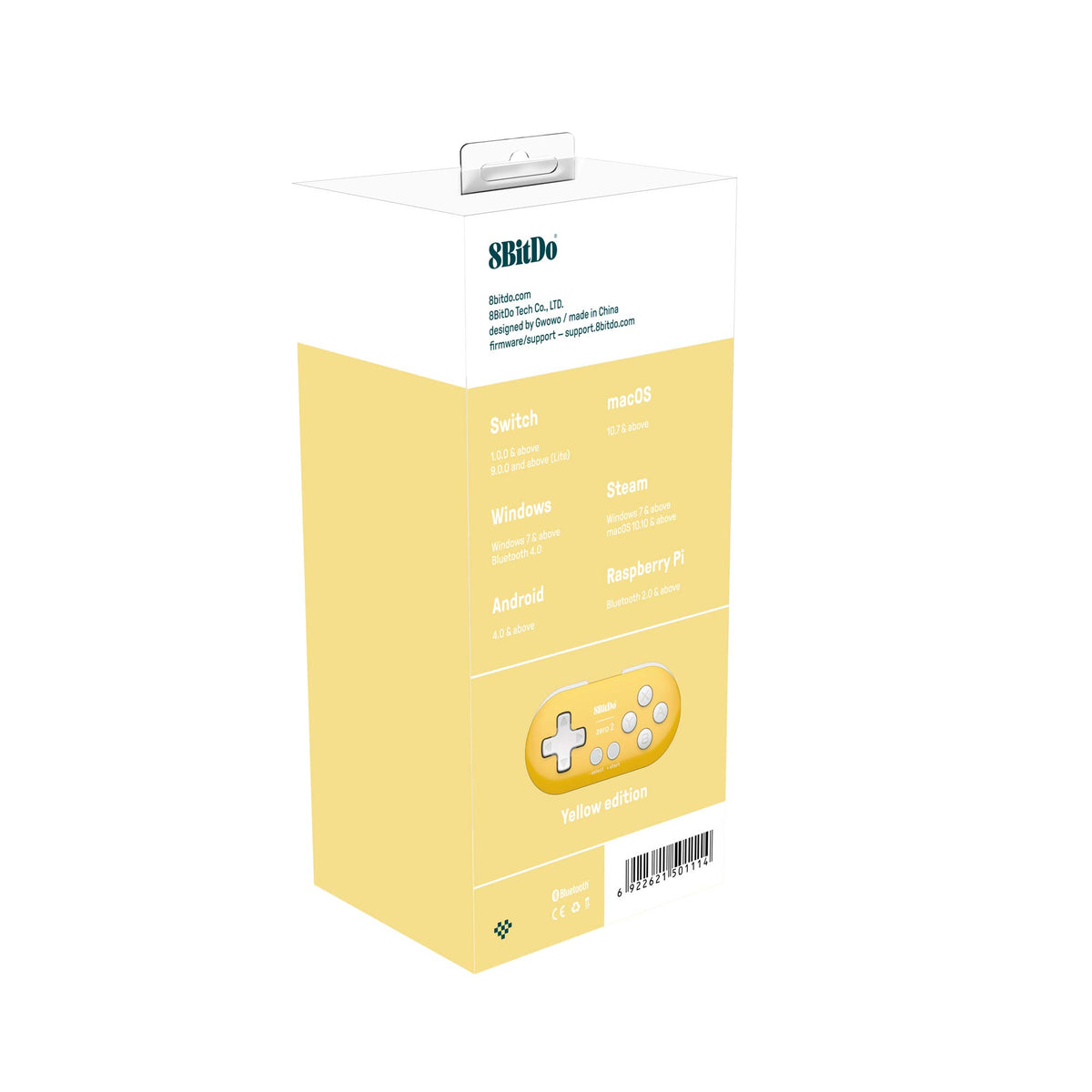 8Bitdo Zero 2 Bluetooth Key Chain Sized Mini Controller for Nintendo Switch, Windows, Android and macOS (Yellow Edition)