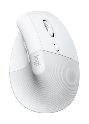 Logitech Lift Vertical Ergonomic Wireless Mouse - Off White | Connect via Bluetooth or included Logi Bolt USB-A receiver, quiet clicks, 4 of 6 buttons customizable, Windows Mac compatible