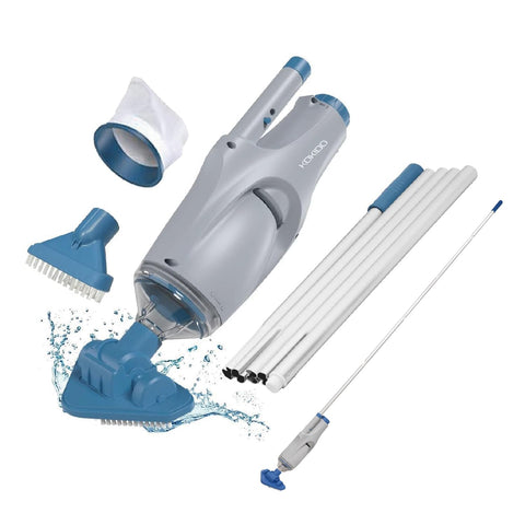 KOKIDO (2025) Rechargeable Handheld Pool Vacuum, Aluminum Pole and 2 Brush Heads, 10GPM flowrate Ideal for Pools up to 20ft, Cordless 60 mins Spot Cleaning, Above Ground Pool, Hot Tub & Spa XV110