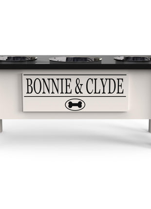 3 Bowl Dog Feeding Station, Personalized Triple Bowl Food Stand Large Dogs | Farmhouse Style, Elevated Wood Stand, Storage Container, Stainless Steel Bowls, Raised Feeder, Large Breed, Made in USA