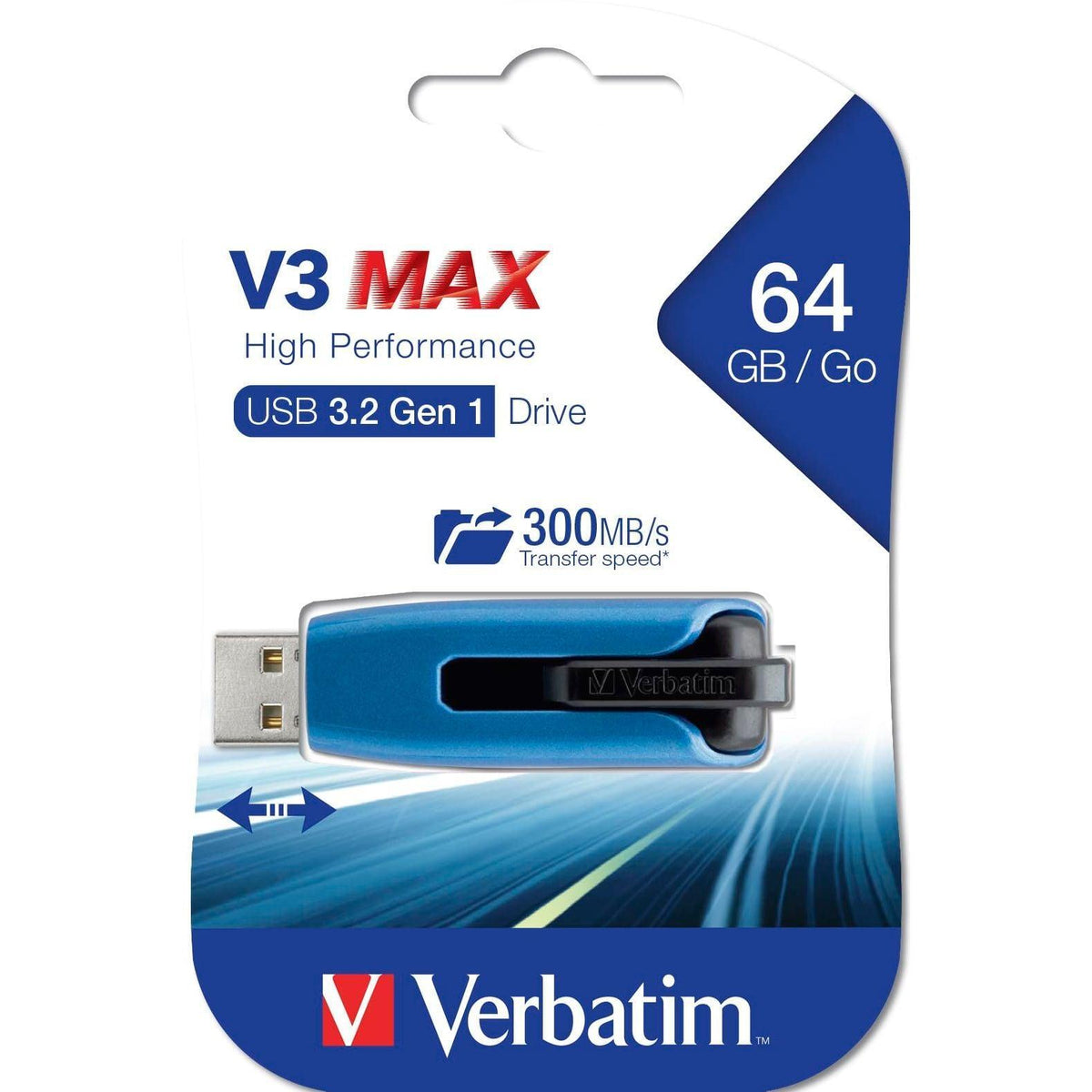 Verbatim Store 'n' Go V3 Max USB 3.0 Drive (49807), Black, Blue