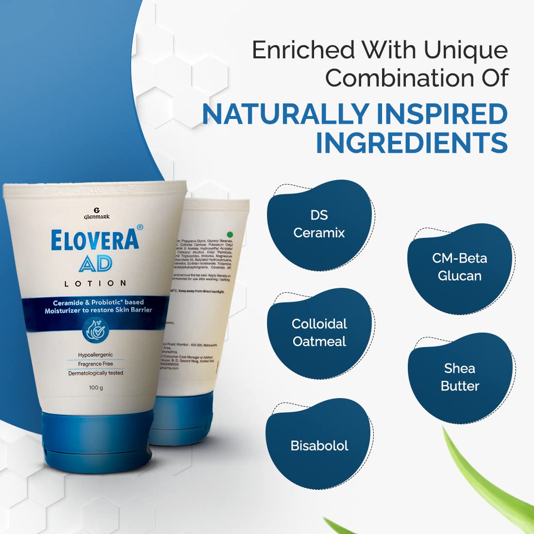 Elovera AD Moisturising Lotion 100ml | For Dry Skin | with Ceramides & Probiotic| Nourishes and Restores Skin Barrier | Dermatologically Tested | Hypoallergenic