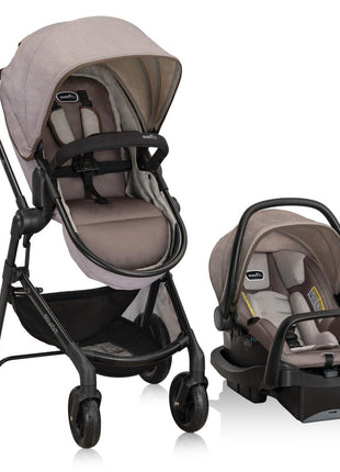 Evenflo Pivot Modular Travel System with LiteMax Infant Car Seat with Anti-Rebound Bar (Desert Tan)