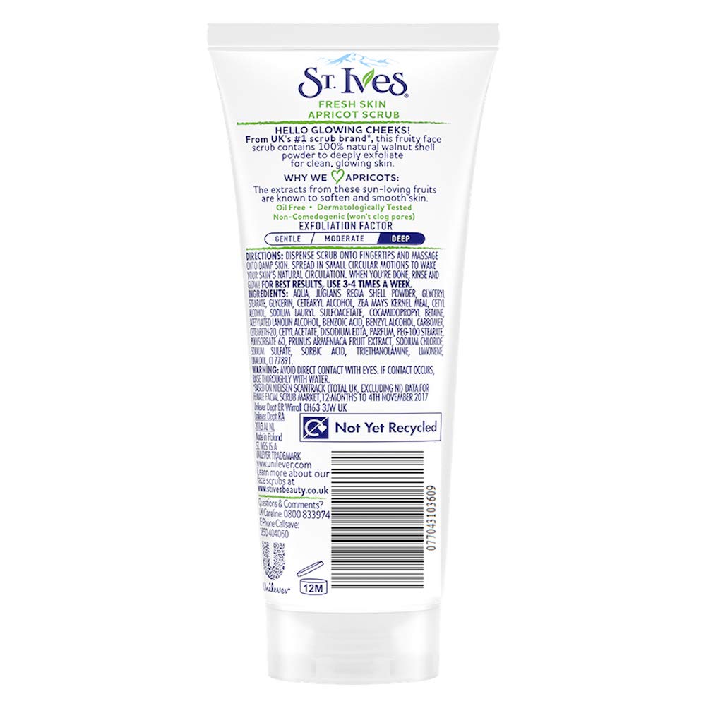 St. Ives Face Scrub, Fresh Skin Apricot, Deep Exfoliator For Glowing Skin With 100% Natural Extracts, 170g