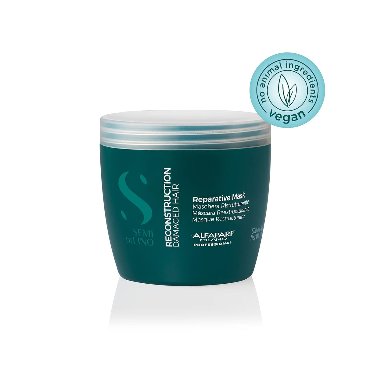 Alfaparf Milano Semi Di Lino Reconstruction Reparative Mask - Color Safe Deep Conditioning Hair Mask - Damaged Hair Repair - Paraben and Paraffin Free - Vegan Formula