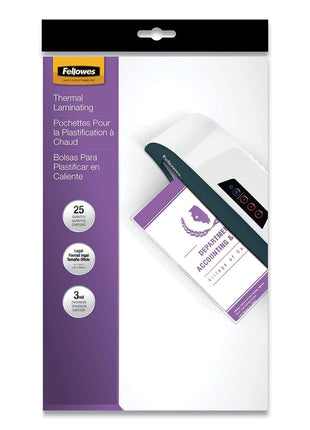 Fellowes 52006 LAMINATING POUCHES LEGAL 3MIL 25PK,DDS
