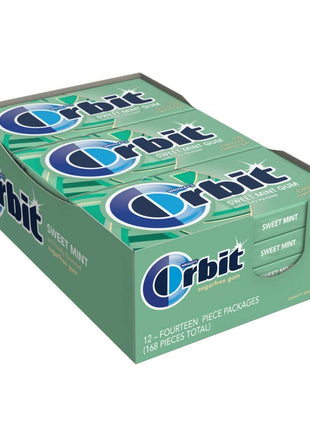 Orbit Sweet Mint Sugar Free Chewing Gum Bulk, 12 Packs, 14 Pieces Each (168 Total)
