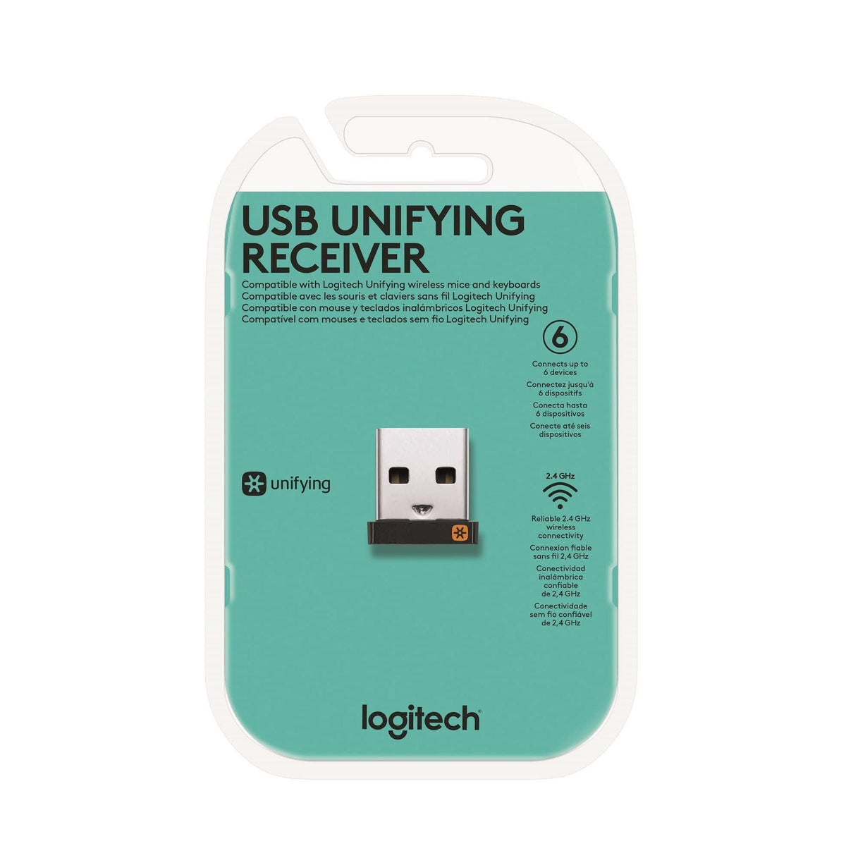 Logitech Unifying Receiver, 2.4 GHz Wireless Technology, USB Plug Compatible with all Logitech Unifying Devices like Wireless Mouse and Keyboard, PC / Mac / Laptop - Black