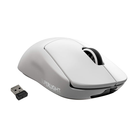 Logitech G PRO X Superlight Wireless Gaming Mouse, Ultra-Lightweight, Hero 25K Sensor, 25,600 DPI, 5 Programmable Buttons, Long Battery Life, Compatible with PC/Mac - White