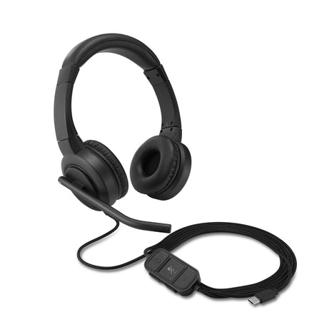 Kensington H1000 USB-C On-Ear Headset, 270掳 Rotating Noise-Canceling Microphone, Quick Buttons for Volume, Play/Pause, Mute, and Busy, PC/Mac/Laptop - Black (K83450WW)