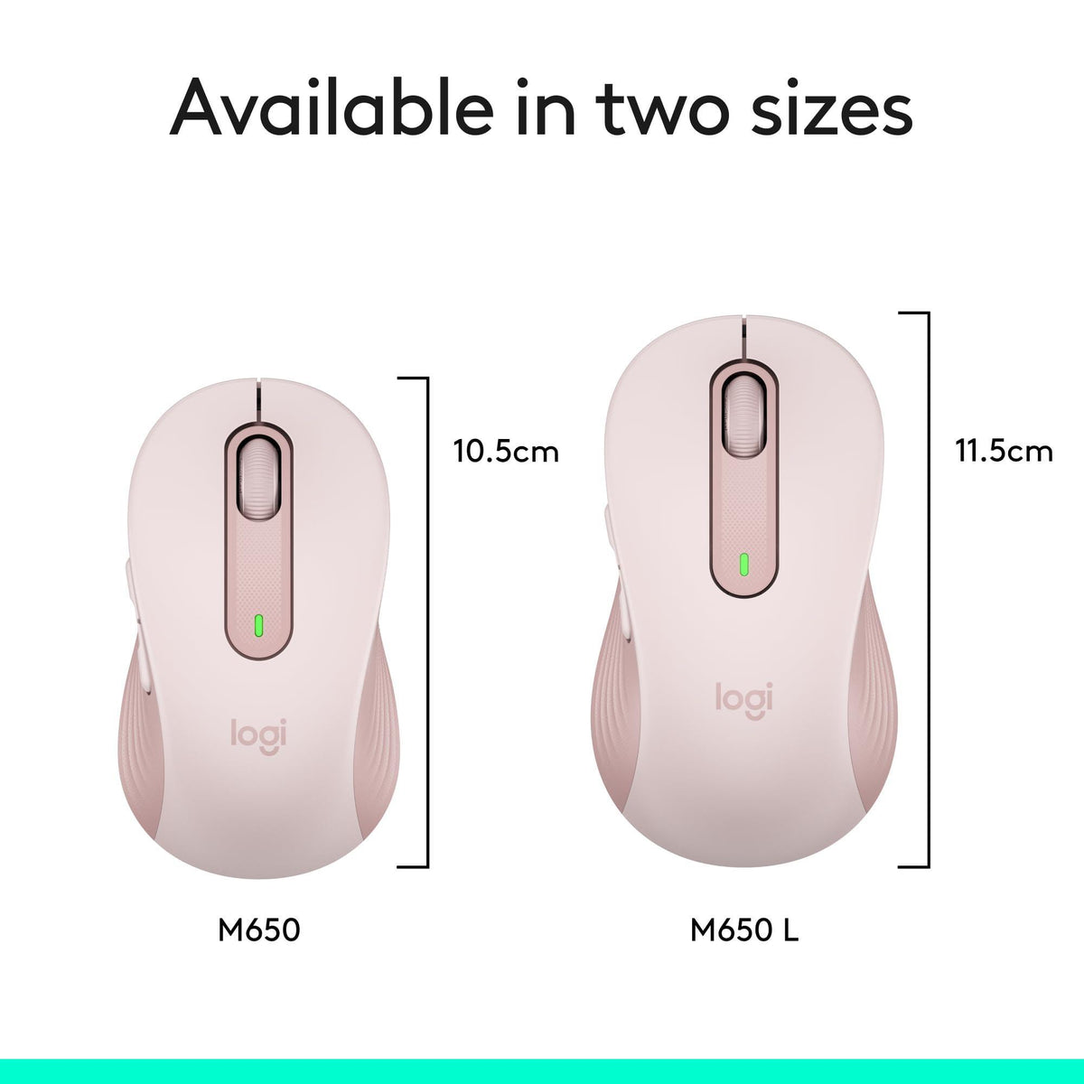 Logitech Wireless Mouse Signature M650- Small Hands, 2-Year Battery, Silent Clicks, Customizable Buttons, Bluetooth, PC/Mac/Chromebook - Rose, Right-Handed, Small-Medium