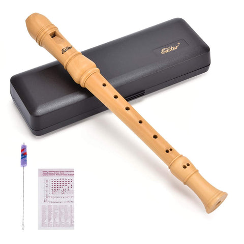 Eastar Soprano Beginners Recorder Baroque fingering C Key Maple Descant Recorder Instrument for Kids Adults, 3 Piece Recorder With Hard Case, Fingering Chart, Cleaning Kit, ERS-31BM