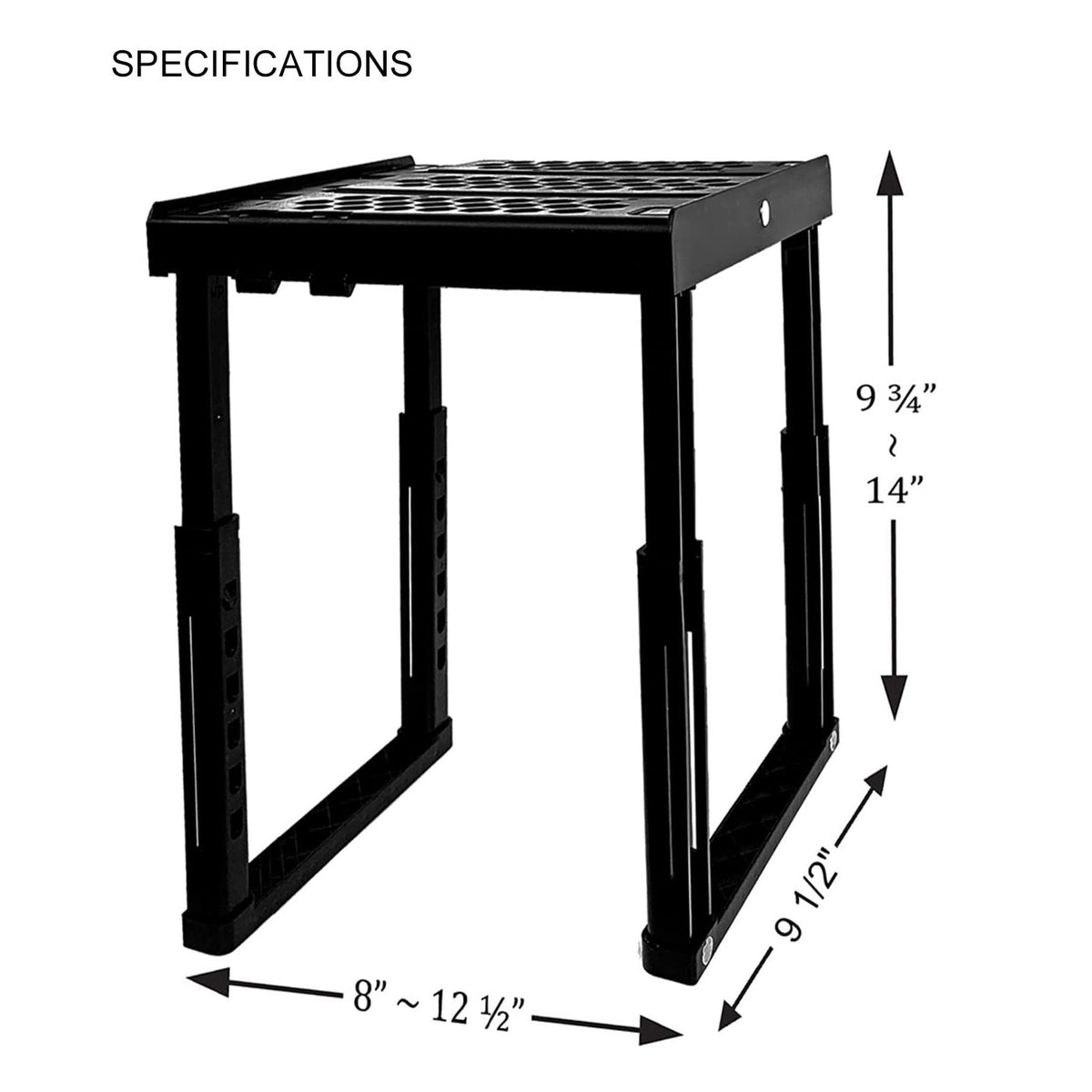 ABLinox Locker Organizer Shelf， Adjustable Width and Height, Ideal Locker for School, Office, and Gym Lockers (Black)