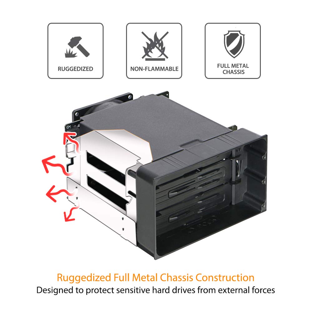 ICY DOCK Hot Swap 3 Bay 3.5 Inch SATA/SAS HDD Docking Enclosure Mobile Rack in 2 x 5.25 Inch Drive Bay (Include 3X SATA Cables) | flexiDOCK MB830SP-B