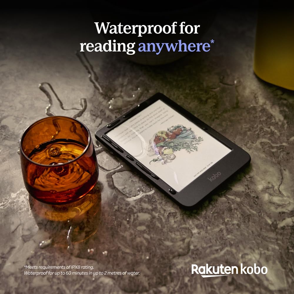 Kobo Clara Colour | Colour eReader | 6” Glare-Free Colour E Ink Kaleido™ 3 Display | Dark Mode Option | Waterproof | Audiobooks | 16GB of Storage | Black