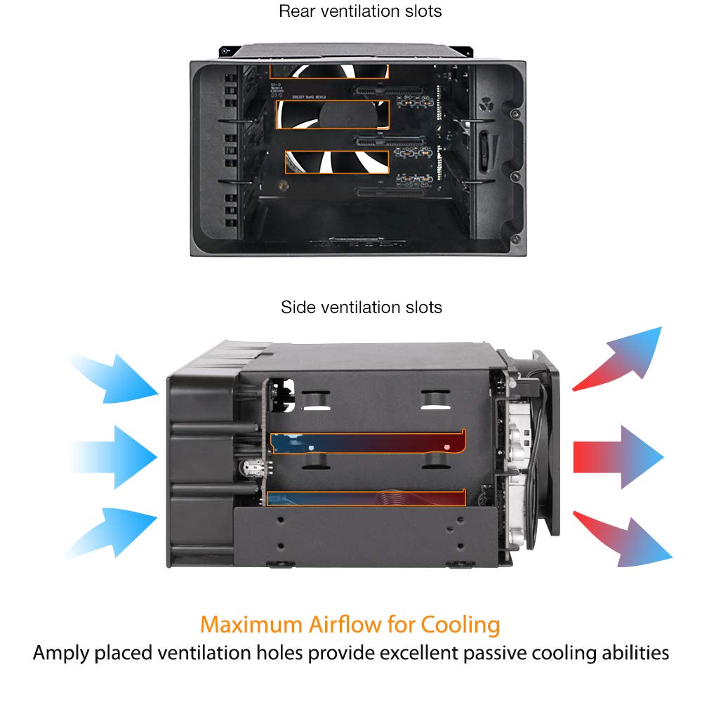 ICY DOCK Hot Swap 3 Bay 3.5 Inch SATA/SAS HDD Docking Enclosure Mobile Rack in 2 x 5.25 Inch Drive Bay (Include 3X SATA Cables) | flexiDOCK MB830SP-B