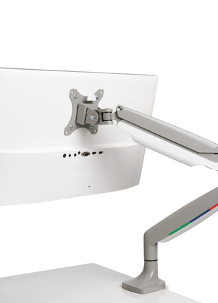 Kensington SmartFit One-Touch Monitor Arm – Height Adjustable Gas Spring for Single Monitor, 13′′–32′′, 360° Rotation, ±90° Tilt, Cable Management – White (K55470WW)