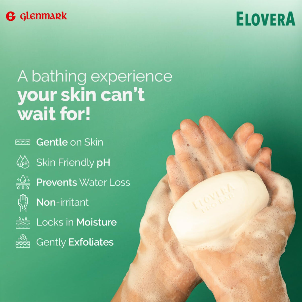 Elovera Plus Bar Moisturising Soap for Dry Skin I Enriched with Olive I Aloe Vera & Coconut Oil for Long-lasting Hydration and Soft Skin I Improves Skin Tone I SLS Free I 75gm