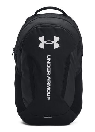 Under Armour Unisex-Adult Hustle 6.0 Backpack, (002) Black/Black/White, One Size Fits Most
