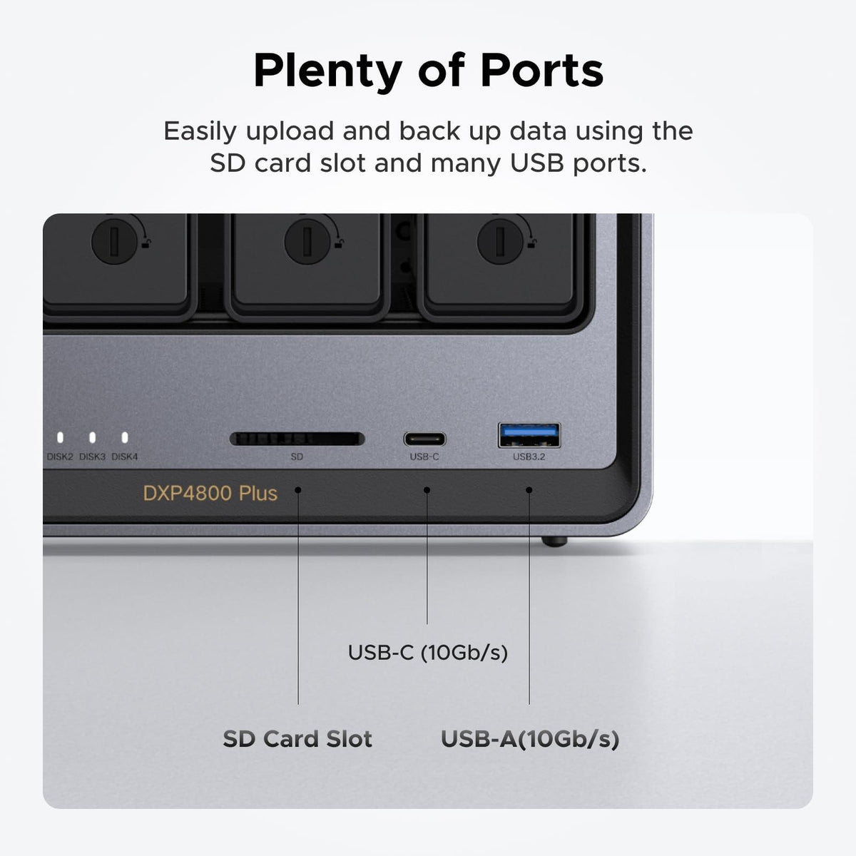 UGREEN NASync DXP4800 Plus 4-Bay Desktop NAS, Intel Pentium Gold 8505 5-Core CPU, 8GB DDR5 RAM, 128G SSD, 1 * 10GbE, 1 * 2.5GbE, 2 * M.2 NVMe Slots, 4K HDMI, Network Attached Storage (Diskless)