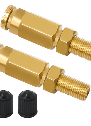 2 Packs 1/4" Air Value Inflation Schrader Valve, Schrader Valve Adapter with Push to Connect Button for 1/4" OD Air Hose Fittings for Semi Trucks Trailers