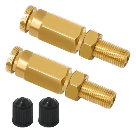 2 Packs 1/4" Air Value Inflation Schrader Valve, Schrader Valve Adapter with Push to Connect Button for 1/4" OD Air Hose Fittings for Semi Trucks Trailers