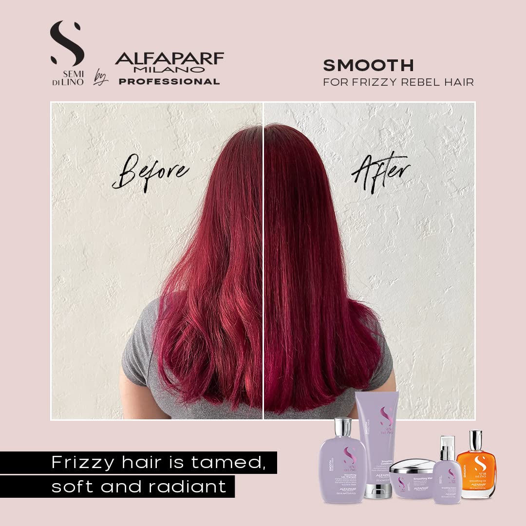 Alfaparf Milano Semi Di Lino Smooth Low Shampoo for Frizzy and Rebel Hair - Sulfate Free Shampoo - Straightens, Hydrates and Smoothes Unruly Hair Sulfate, Paraben and Paraffin Free (1000ml)