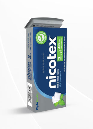Cipla Nicotex Nicotine Sugar Free Mint Plus Gums 2mg | 30 Gums each Tin | Pack of 4