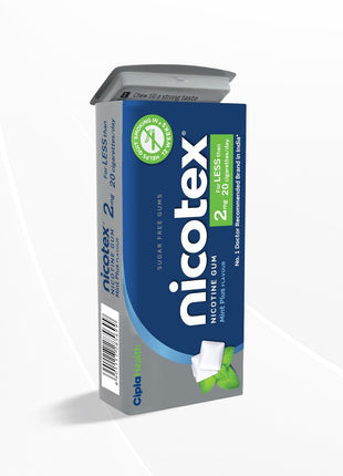 Cipla Nicotex Nicotine Sugar Free Mint Plus Gums 2mg | 30 Gums each Tin | Pack of 9
