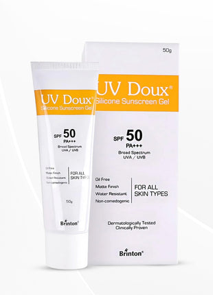 Brinton UV Doux Face & Body Sunscreen Gel With SPF 50 PA+++ | Matte Finish & Oil Free - 50g (Pack of 2)