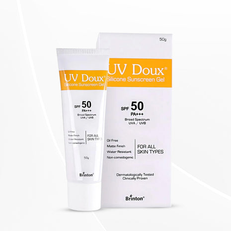 Brinton UV Doux Face & Body Sunscreen Gel With SPF 50 PA+++ | Matte Finish & Oil Free - 50g (Pack of 2)