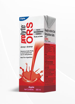 Cipla Prolyte ORS Ready to Drink Oral Rehydration Contains Vital Electrolytes Apple