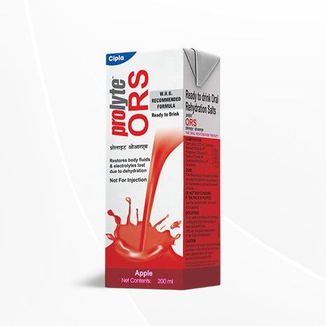 Cipla Prolyte ORS Ready to Drink Oral Rehydration Contains Vital Electrolytes Apple