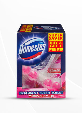 Domestos Power 5 Toilet Cleaner Rim Block with Pink Magnolia Floral Ocean Scent, 55g Pack of 4