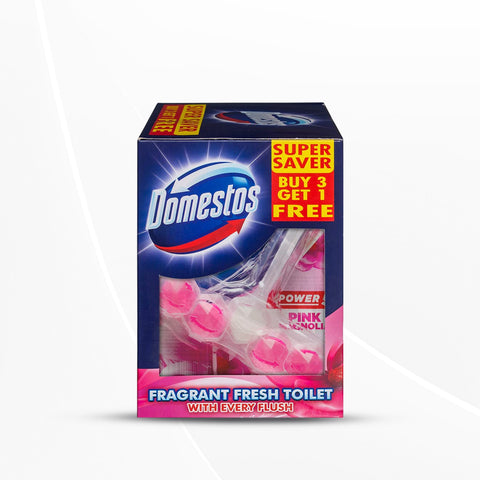 Domestos Power 5 Toilet Cleaner Rim Block with Pink Magnolia Floral Ocean Scent, 55g Pack of 4