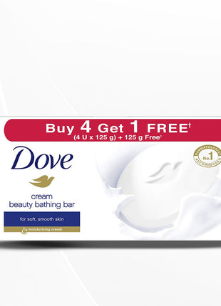 Dove Cream Beauty Bathing Bar Nourished Skin with Moisturising Cream & Serum, 125g Pack of 5