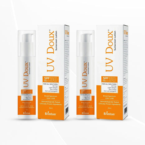 Brinton UvDoux Sunscreen Lotion with SPF 30 in Oil Free Formula 50 ML x Pack of 2