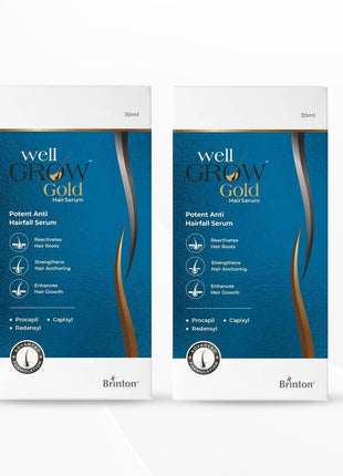 Brinton WellGrow Gold Hair Serum with 3% Redensyl, 5% Capixyl, 2% Procapil, 30 ml (pack of 2)