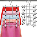 Pants Hangers with Clips,Space Saving Hanging Closet Organizer 6 Tiers Skirt Hangers with 360? Swivel Hook,Closet Organizer Clothes Hangers  College Dorm Essentials Apartment Essentials 2 Pack