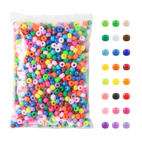 Simetufy 1200 Pcs Plastic Pony Beads for Bracelet Making, Multi-Colored Beads for Hair Braiding DIY Crafts Kandi Jewelry Key Chains and Ornaments Decorations 24 Assorted Colors