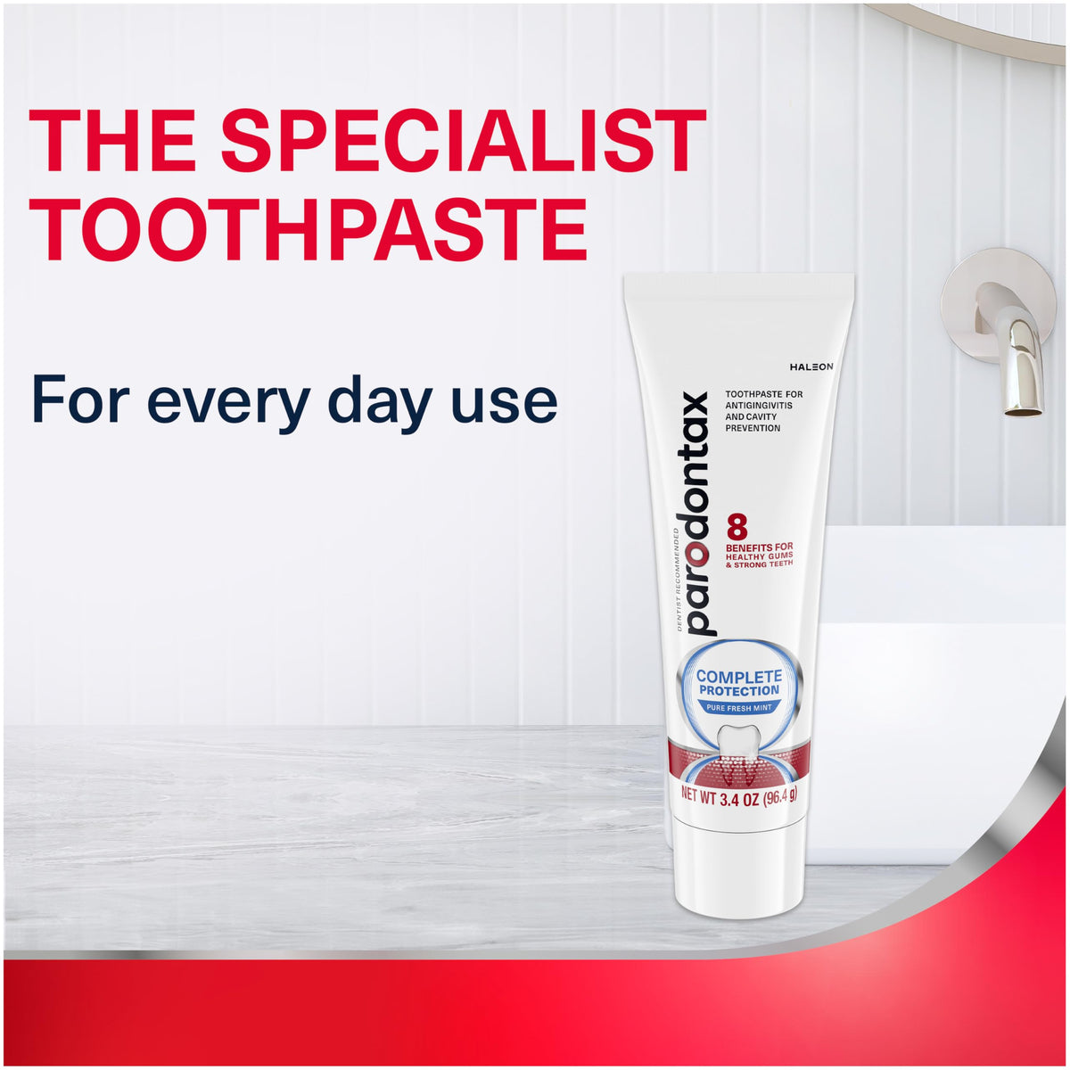 Parodontax Complete Protection Toothpaste for Bleeding Gums, Gingivitis Treatment and Cavity Prevention, Pure Fresh Mint - 3.4 Ounces