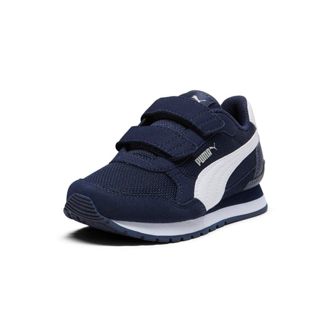 PUMA Unisex-Child ST Runner Hook and Loop, Navy White, Toddler 9