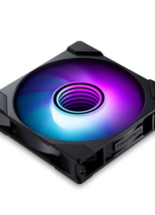 Phanteks M25-120 Gen2 Reversed Blade, 120mm ARGB High Performance Cooling Fans, Daisy-Chain Unified Fan Frame, Infinity Mirror hub, Single Cable Connection, Black