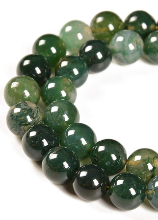 45pcs 8mm Natural Green Moss Agate Gemstone Round Spacer Loose Stone Beads for Jewelry Making 15.5 inch 1 Strand (Green Moss Agate, 8mm 45Beads)
